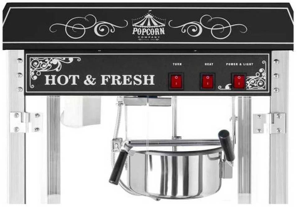 Royal Catering Profesionalus, efektyvus mobilus spragėsių aparatas ant vežimėlio 230V 1,6kW juodas