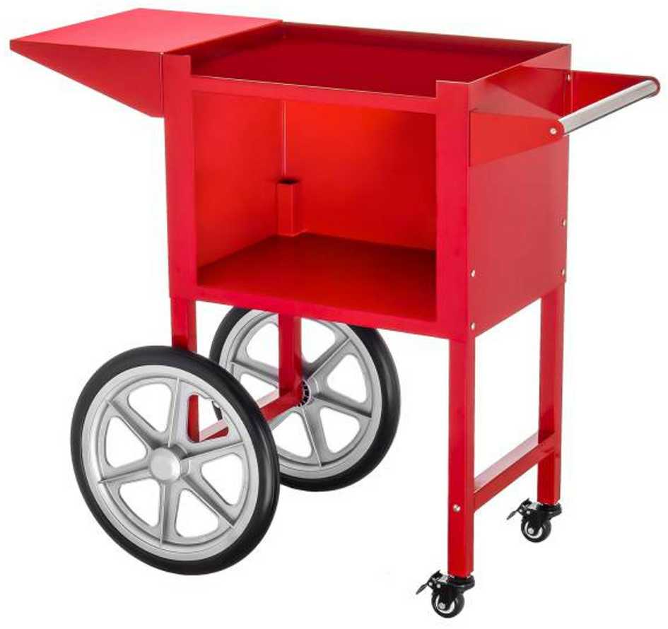 Royal Catering Profesionalus, efektyvus mobilus kukurūzų spragėsių (POPCORN) aparatas ant vežimėlio 230V 1,5kW raudonas