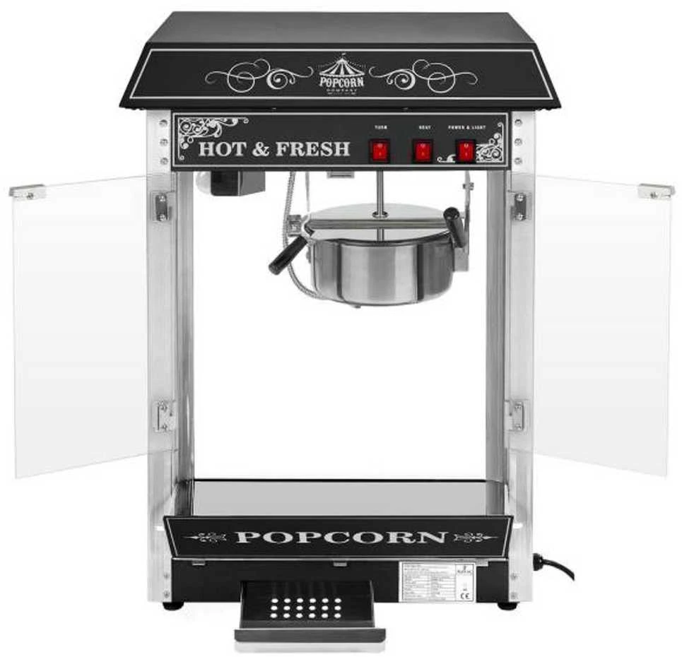 Royal Catering Profesionalus, efektyvus mobilus spragėsių aparatas ant vežimėlio 230V 1,6kW juodas