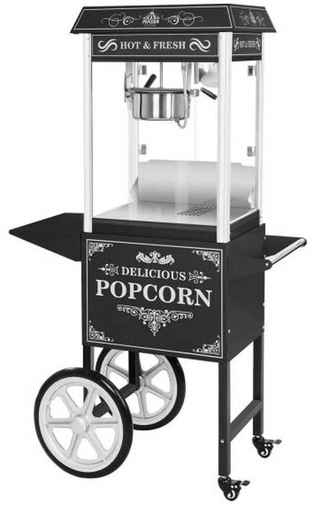 Royal Catering Profesionalus, efektyvus mobilus spragėsių aparatas ant vežimėlio 230V 1,6kW juodas