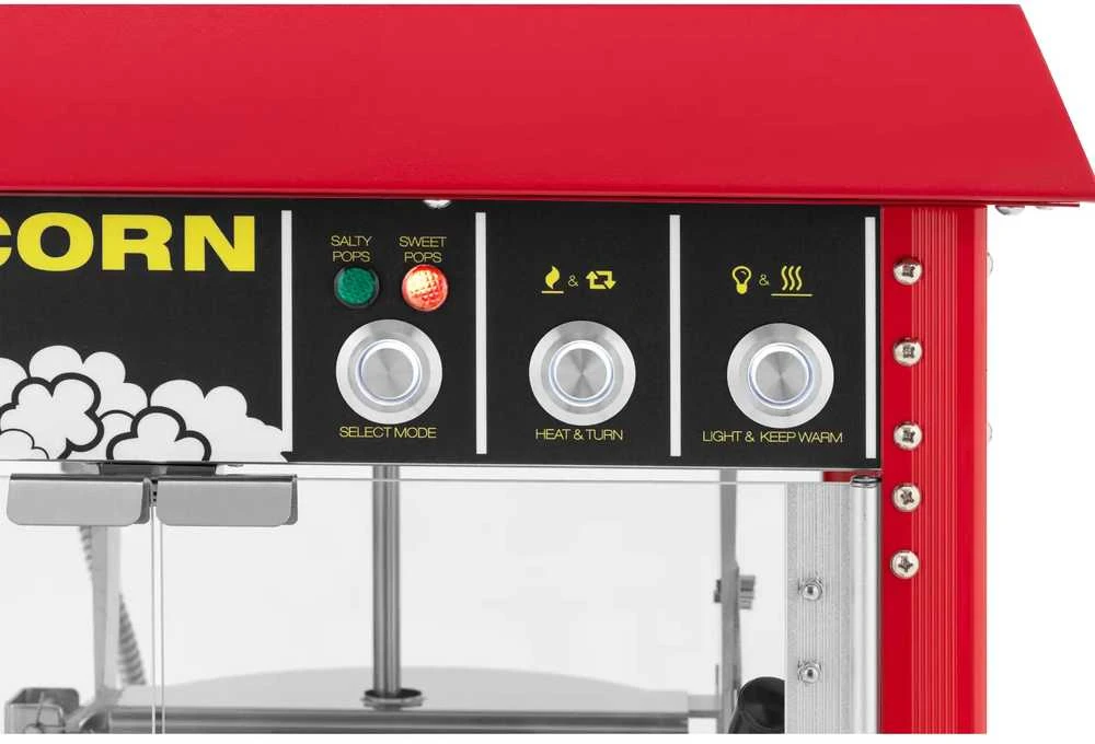 Royal Catering Retro kukurūzų spragėsių aparatas TEFLON 1600 W 5-6kg/h - raudonas