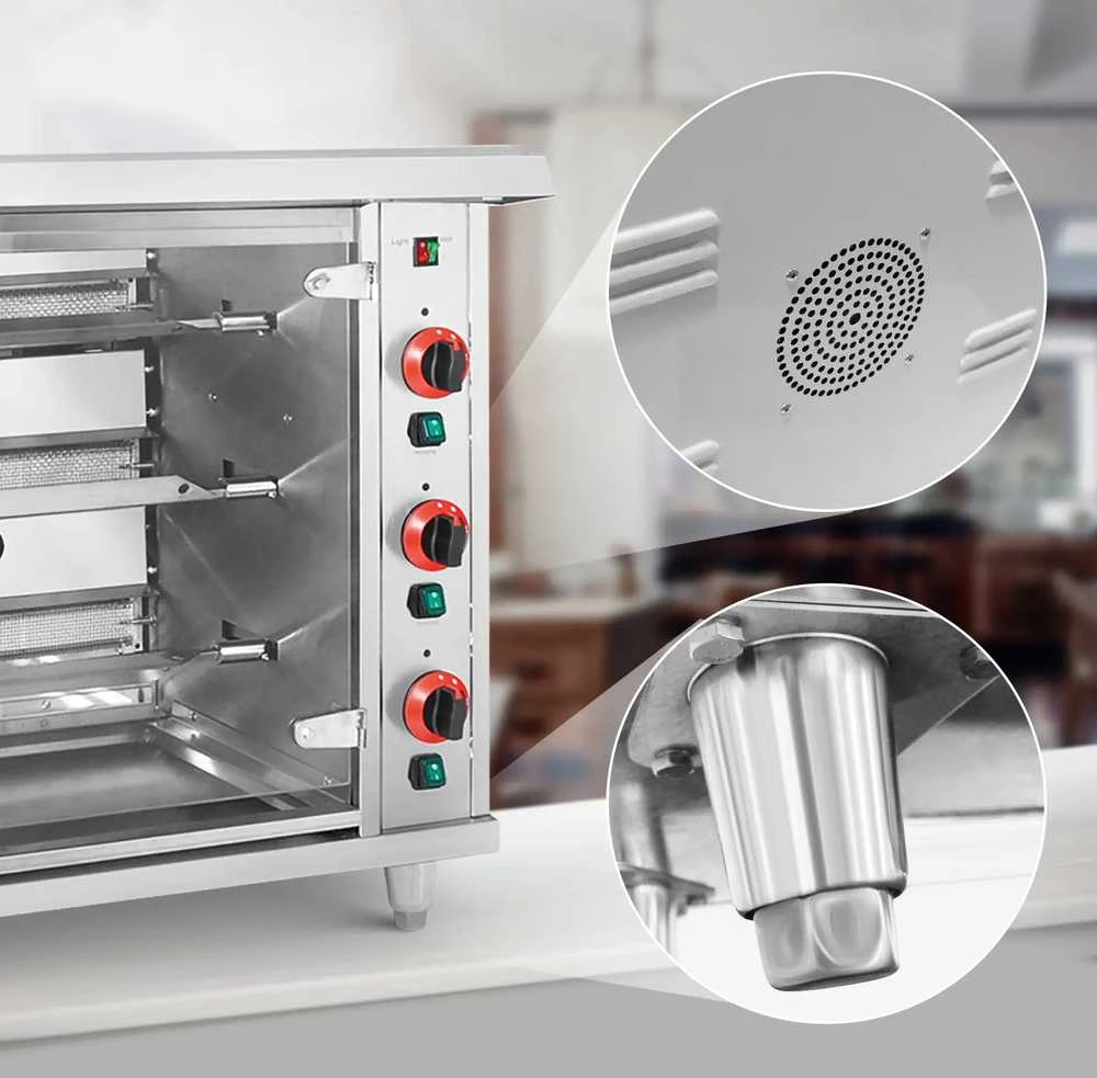 Royal Catering Dujinė kepsninė 15 vištų, 3 iešmeliai, propanas-butanas, 15 kW