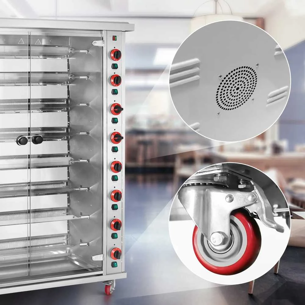 Royal Catering Dujinė kepsninė 40 vištų, 8 iešmeliai, propanas-butanas, 40 kW