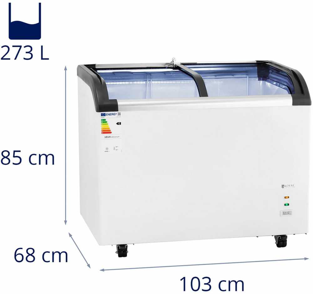 Royal Catering Stiklinis šaldiklis šaldytiems ledams, 273 l, 198 W