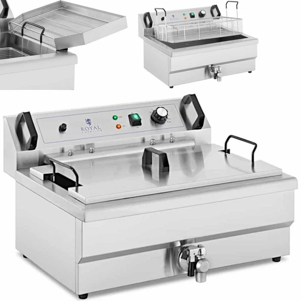 Gruzdintuvė Royal Catering Spurgų keptuvė žuviai ir traškučiams su nusausintuvu 3000 W 16 l 230 V