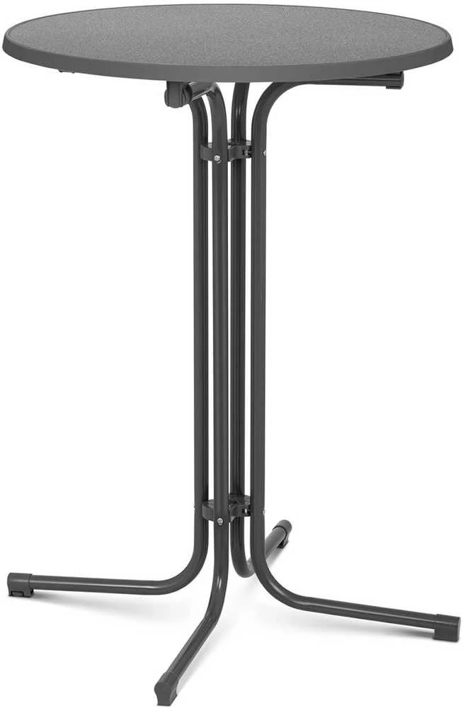 Royal Catering Stalas, apvalus, aukštas, sulankstomas baro stalas, sk. 80 cm aukščio 110 cm pilkos spalvos