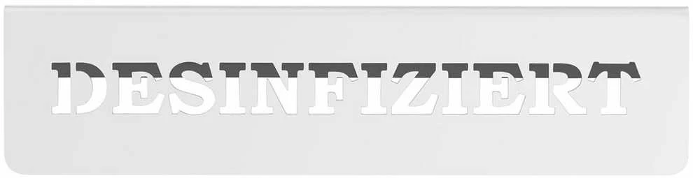 Informatyvi lentelė su užrašu DESINFIZIERT