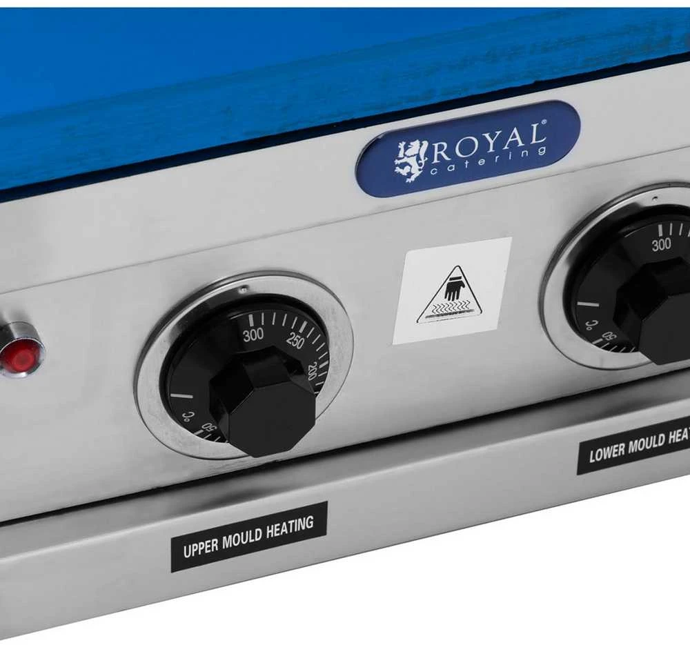 Royal Catering Vaflinė - aparatas vafliams ir ledų kugeliams kepti, 100-120 vaflių/val. 74 x 124 mm