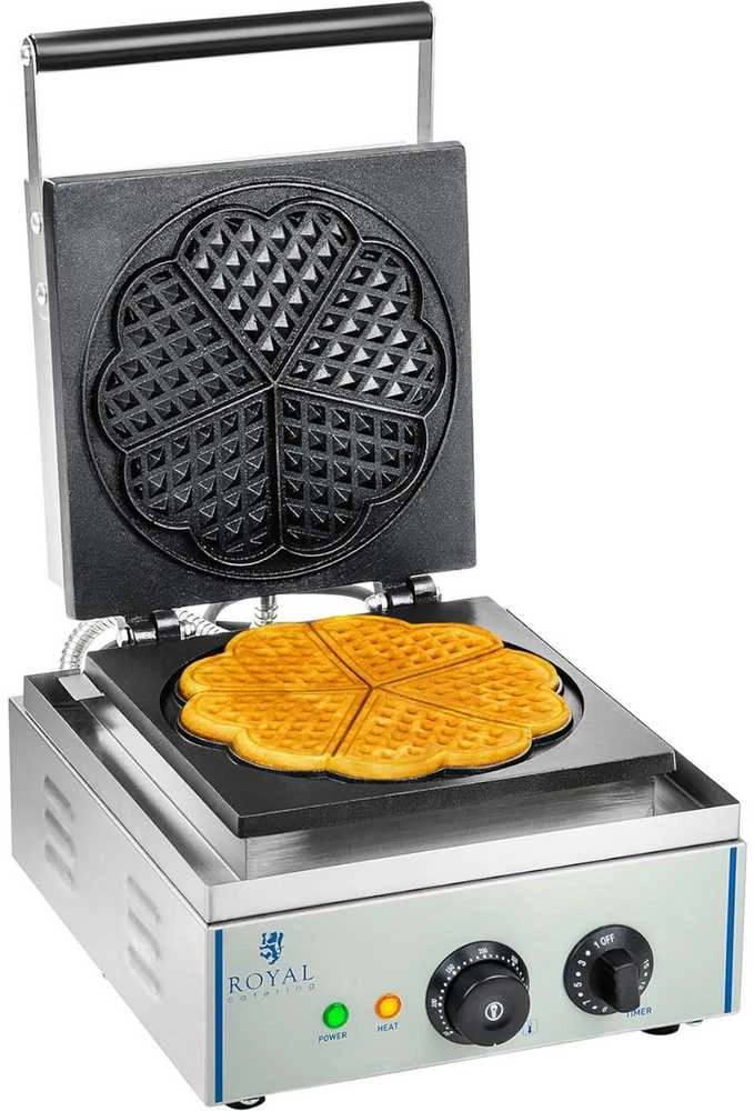 Royal Catering Teflonu dengta vaflinė apvaliems vafliams, širdelės rozetė, skersmuo. 21 cm