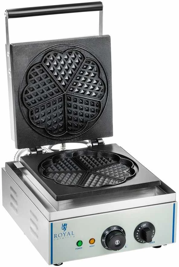 Royal Catering Teflonu dengta vaflinė apvaliems vafliams, širdelės rozetė, skersmuo. 21 cm