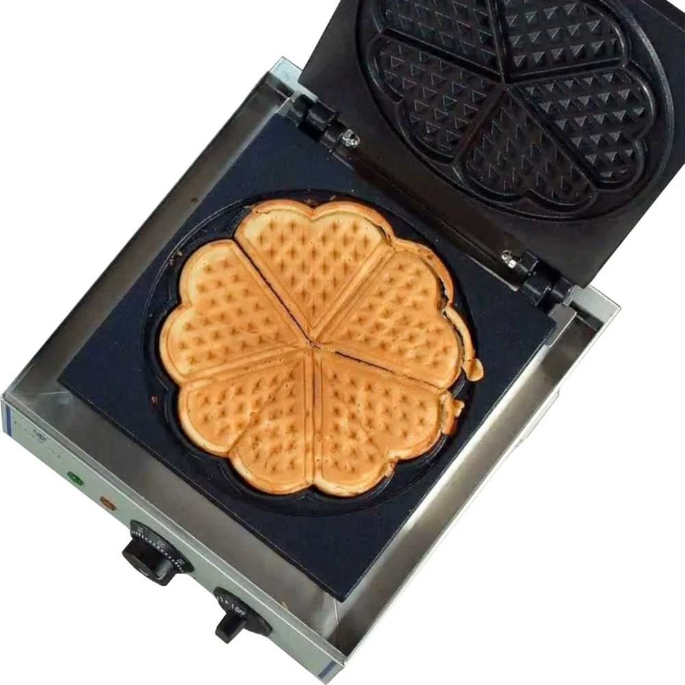 Royal Catering Teflonu dengta vaflinė apvaliems vafliams, širdelės rozetė, skersmuo. 21 cm
