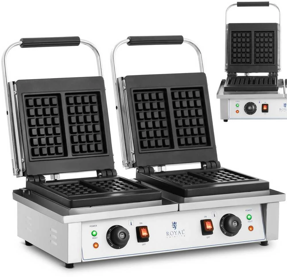 Royal Catering Vaflinė stačiakampis dvivietis 4 belgiškiems vafliams 2 x 2000 W