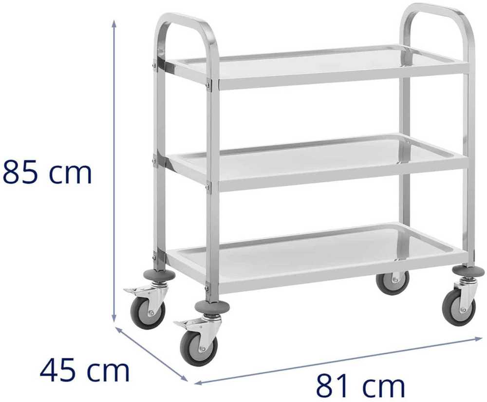 Royal Catering Vežimėlis padavėjo maitinimas aptarnaujančiam 3 lentynas 69 x 34 cm iki 81 kg