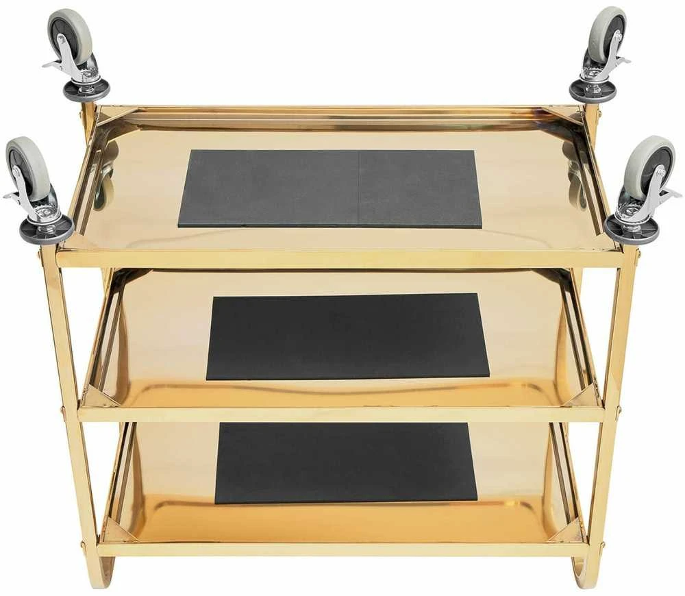 Royal Catering Vežimėlis kelnerski cateringowy do serwowania 3 półki 89.5 x 49.5 cm do 300 kg - auksinė