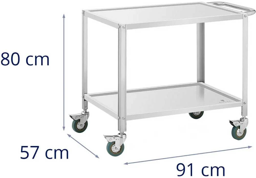 Royal Catering Maitinimo serviravimo vežimėlis 2 lentynos 80 x 57 cm iki 100 kg