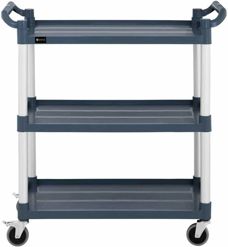Royal Catering Aptarnaujantis padavėjo vežimėlis, 3 plastikinės lentynos, 84 x 49 cm, iki 150 kg