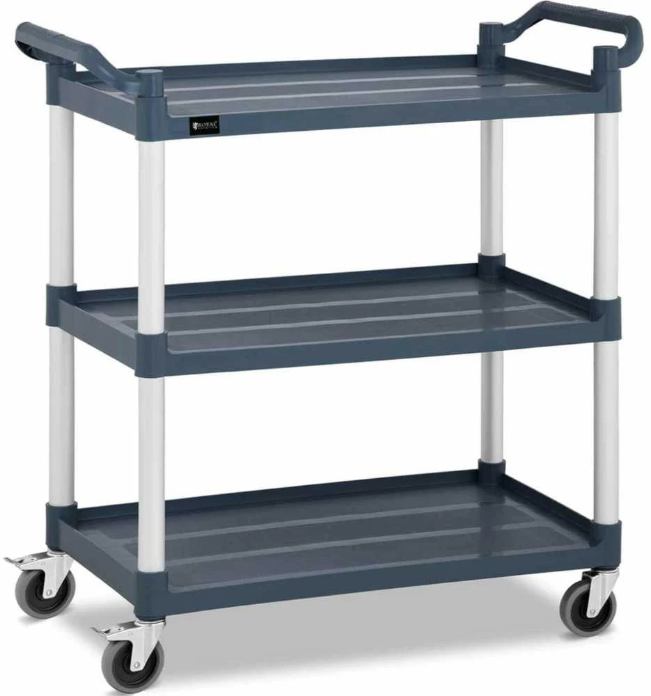 Royal Catering Aptarnaujantis padavėjo vežimėlis, 3 plastikinės lentynos, 84 x 49 cm, iki 150 kg