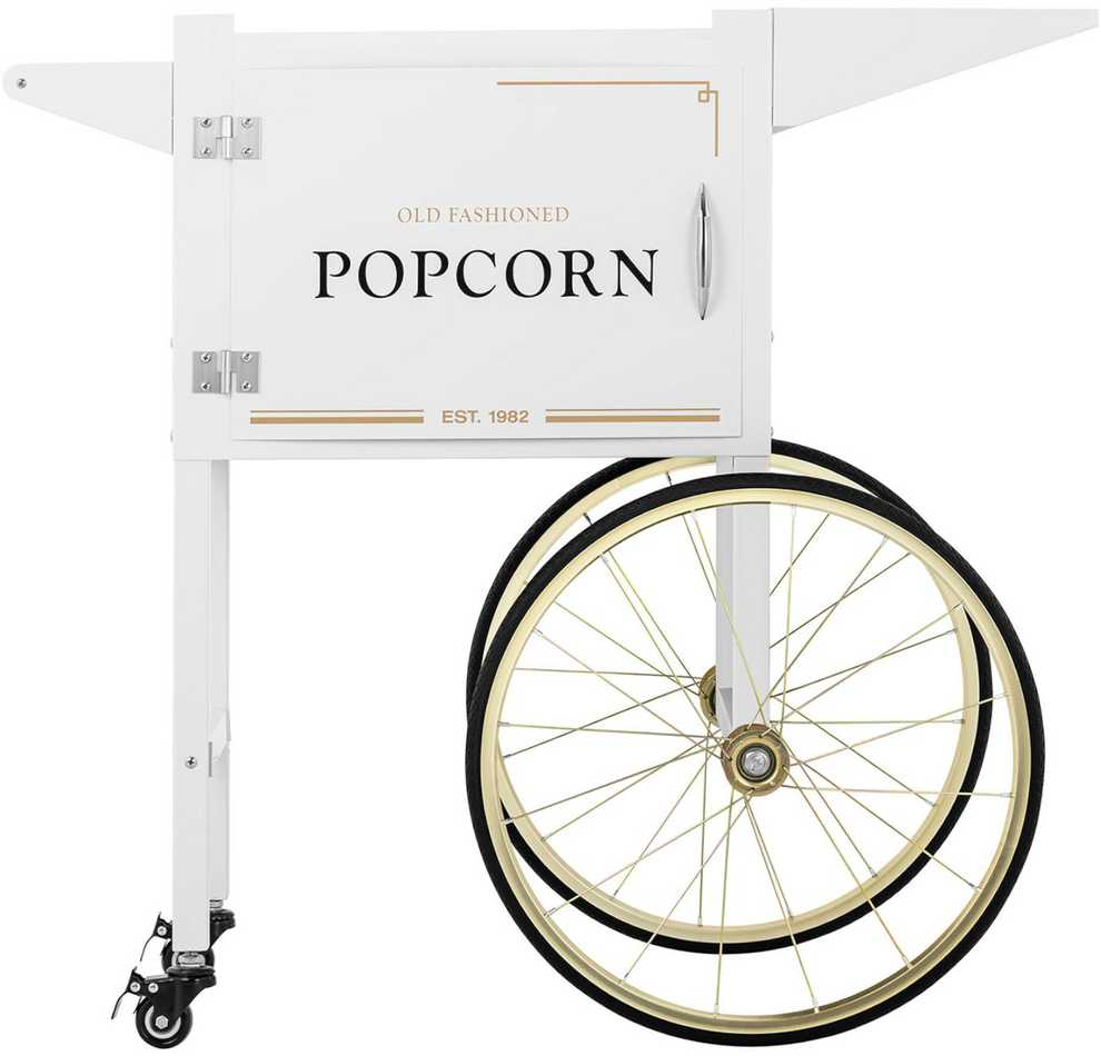 Royal Catering Vežimėlis bazė kukurūzų spragėsių mašinai su retro spintele 51 x 37 cm - balta ir-auksinė
