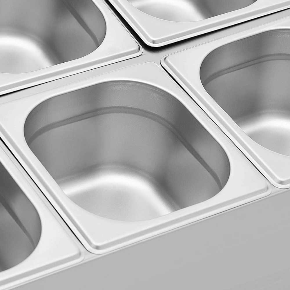Royal Catering Vitrinos stovas 8 x GN 1/6 maitinimo konteineriams + konteineriams su dangteliais
