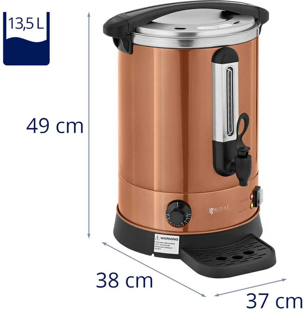 Royal Catering Warnik vandens šildytuvas su dvigubomis sienelėmis ir kanalizacija 13,5 L 2500 W oranžinė