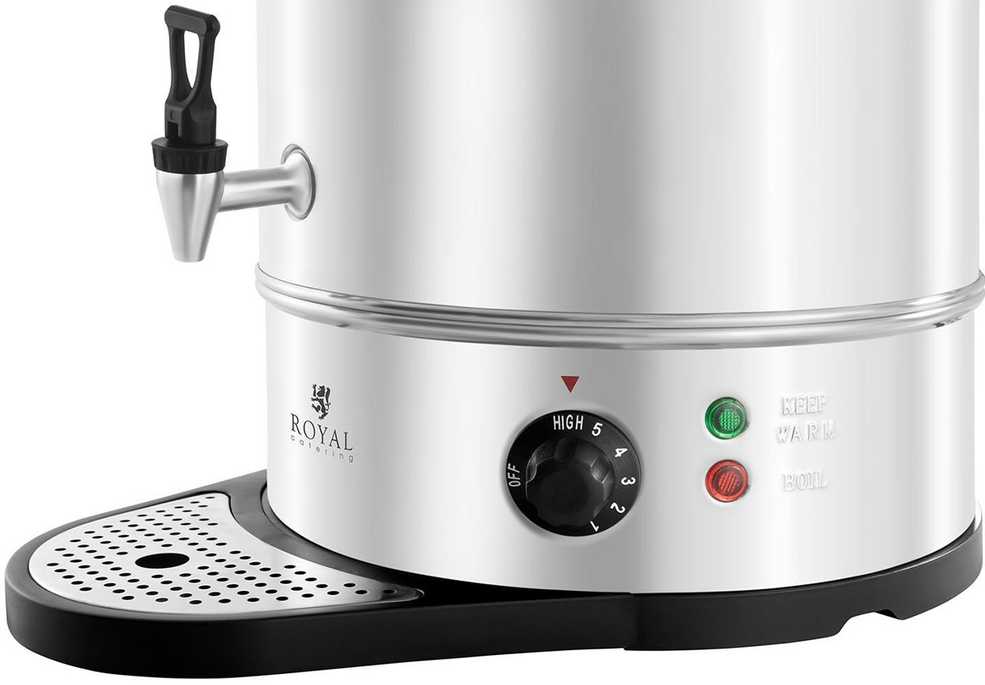 Royal Catering Šiltesnis šildytuvas su lašinamuoju tinkleliu karštam vandeniui, nerūdijantis plienas 230V 20L