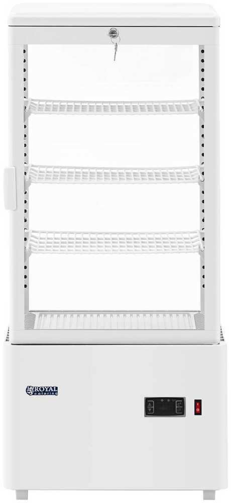 Šaldytuvas Royal Catering Šaldytuvo vitrina, stiklinė, 4 lygių, 78 l - balta