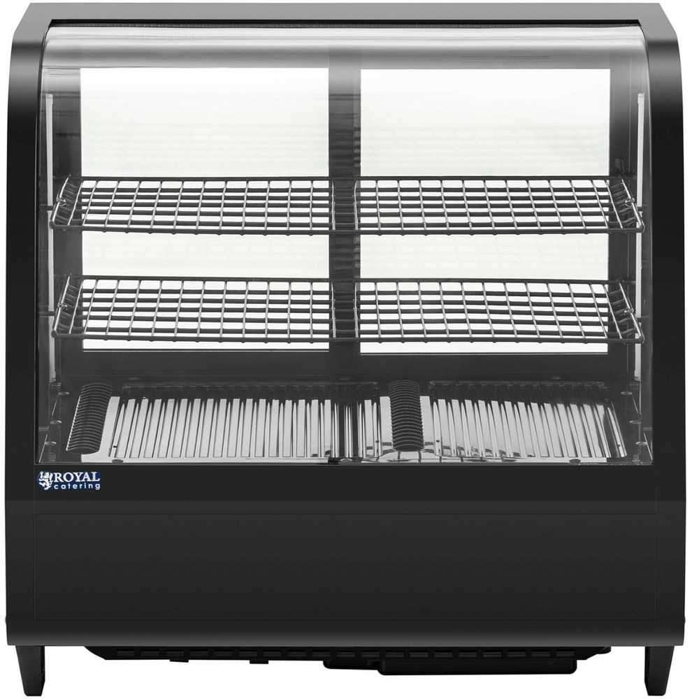 Royal Catering Šaldytuvo vitrina, stiklinė, 3 lygių, 100 l - juoda