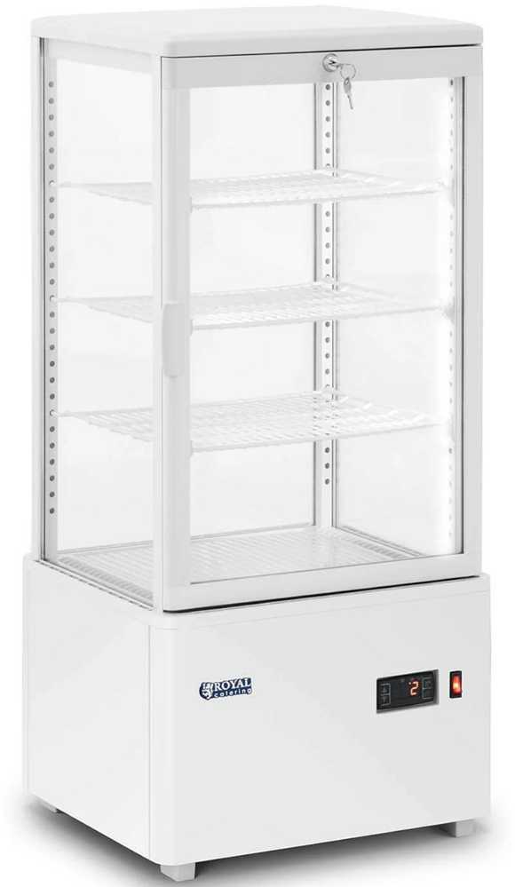 Šaldytuvas Royal Catering Šaldytuvo vitrina, stiklinė, 4 lygių, 78 l - balta