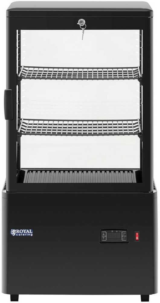 Royal Catering Šaldytuvo vitrina, stiklinė, 3 lygių, 58 l - juoda