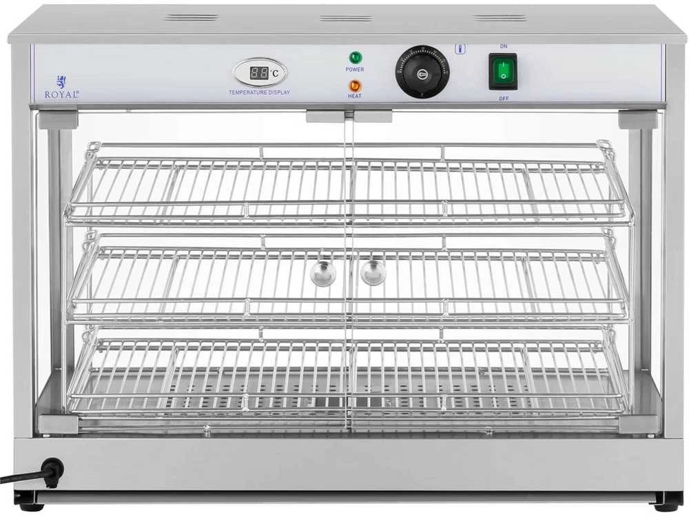 Royal Catering Šildoma vitrina maisto pristatymui, 3 lentynos, 25-85C, 1200W