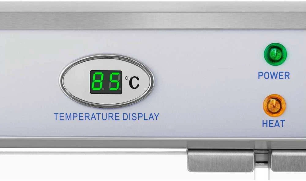Royal Catering Šildoma vitrina maisto pristatymui, 3 lentynos, 25-85C, 1200W