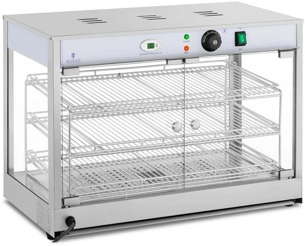 Royal Catering Šildoma vitrina maisto pristatymui, 3 lentynos, 25-85C, 1200W