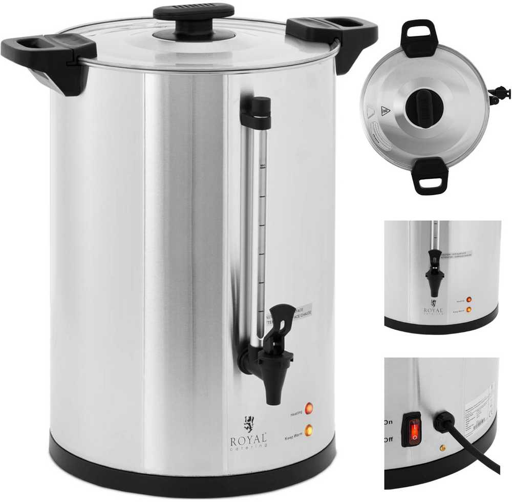 Royal Catering Kavos ir arbatos virimo aparatas su kranu 20 l 1650 W sidabrinis