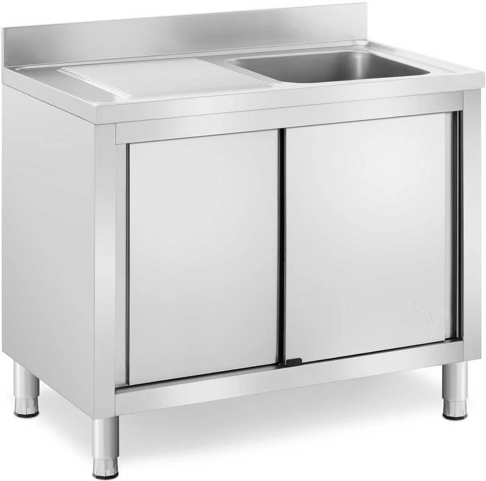 Royal Catering Vieno dubenėlio kriauklė su stumdomų durų spintele, dešinė, 100 x 60 x 94 cm