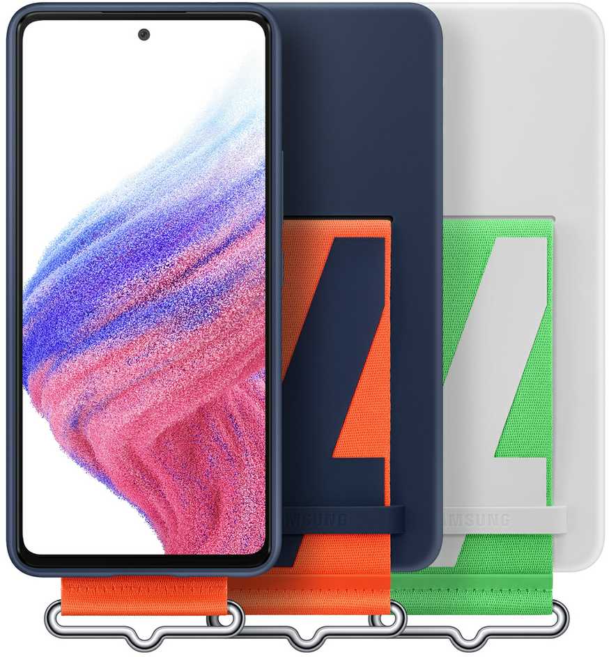 Dėklas „Samsung Galaxy A53 5G“ silikoninis dangtelis su „Navy“ dirželiu