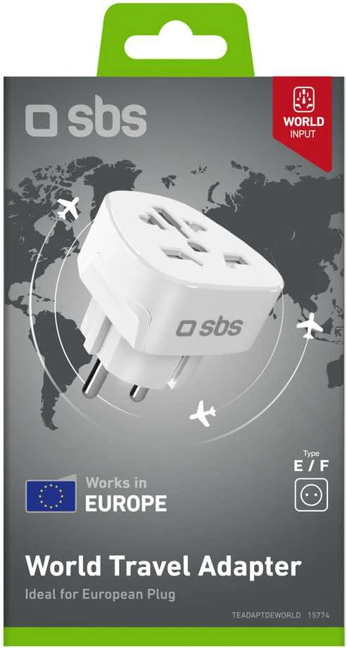 SBS Shucko/EU Travel Adapteris - Universal - Baltas