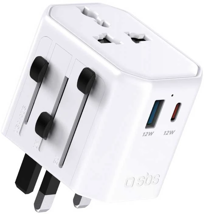 SBS TEADAPTUSBTCUNI USB-C USB-A universalus kelioninis adapteris - Baltos