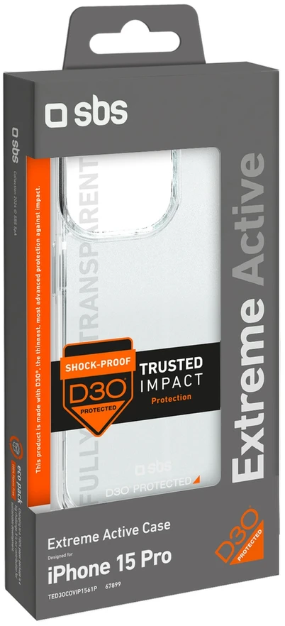 SBS D3O Apple iPhone 15 Pro Case – dėklas telefonui skaidrus