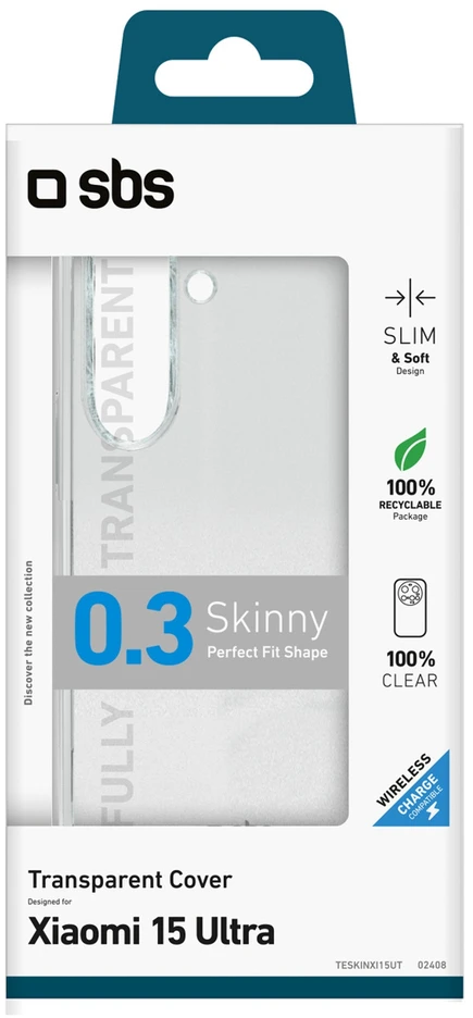 SBS Skinny dėklas skirtas Xiaomi 15 Ultra – skaidrus