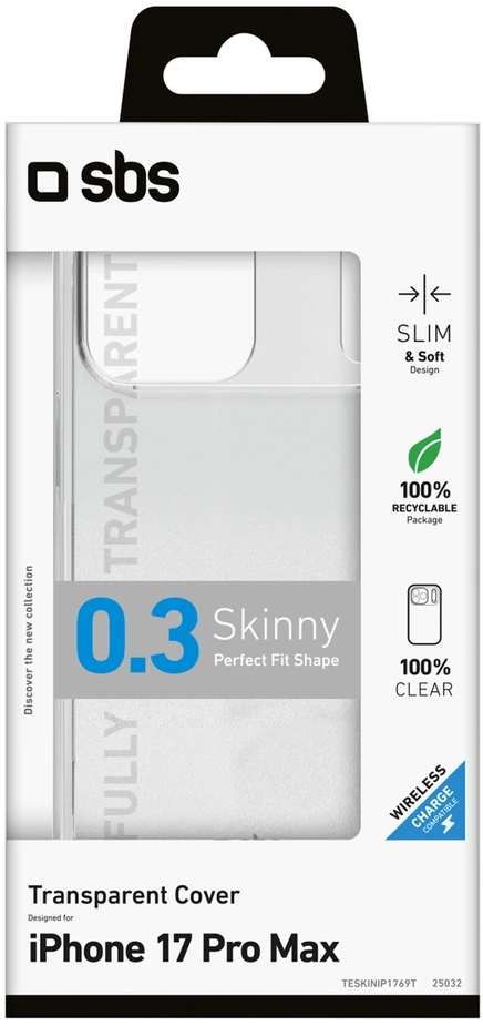 SBS plonas dėklas, skirtas iPhone 17 Pro Max – permatomas