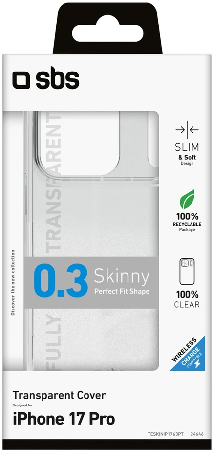 SBS plonas dėklas, skirtas iPhone 17 Pro – permatomas