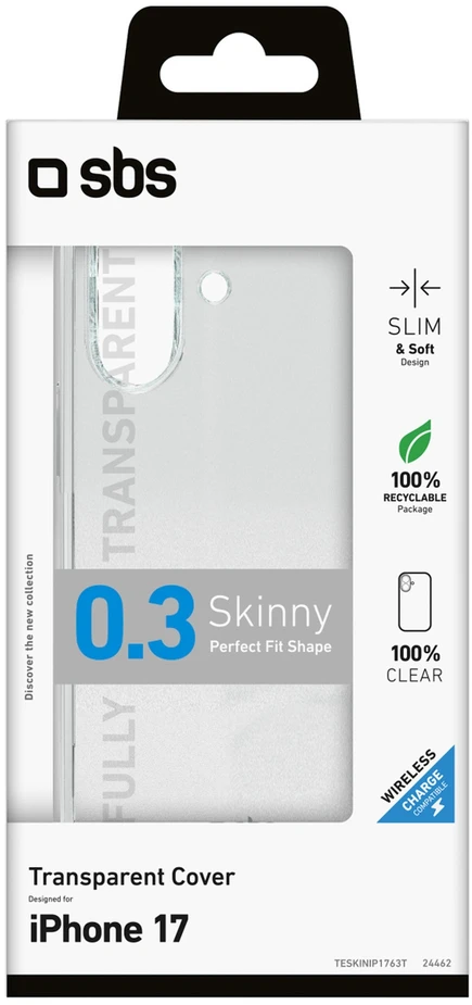 Dėklas SBS Skinny Cover for iPhone 17 - transparent