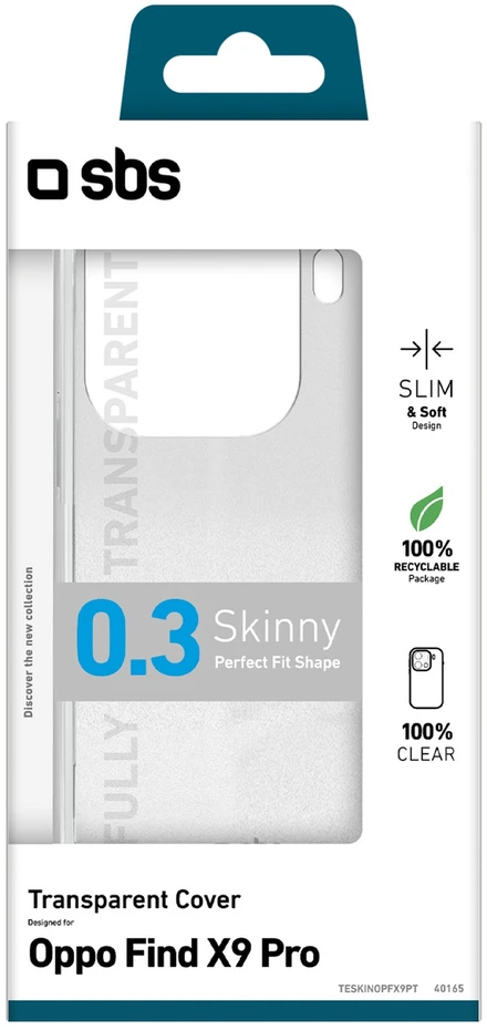 Dėklas SBS Skinny Cover for Oppo Find X9 Pro - Transparent