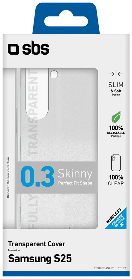 SBS Skinny dėklas skirtas Samsung Galaxy S25 – skaidrus