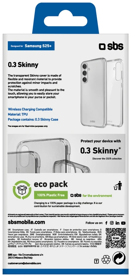SBS Skinny dėklas skirtas Samsung Galaxy S25+ – skaidrus
