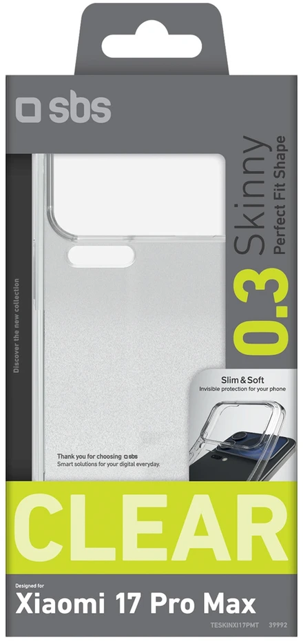 SBS Skinny dėklas skirtas Xiaomi 17 Pro Max – skaidrus