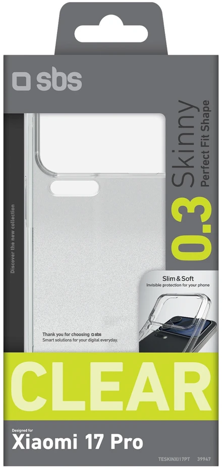SBS Skinny dėklas skirtas Xiaomi 17 Pro – skaidrus