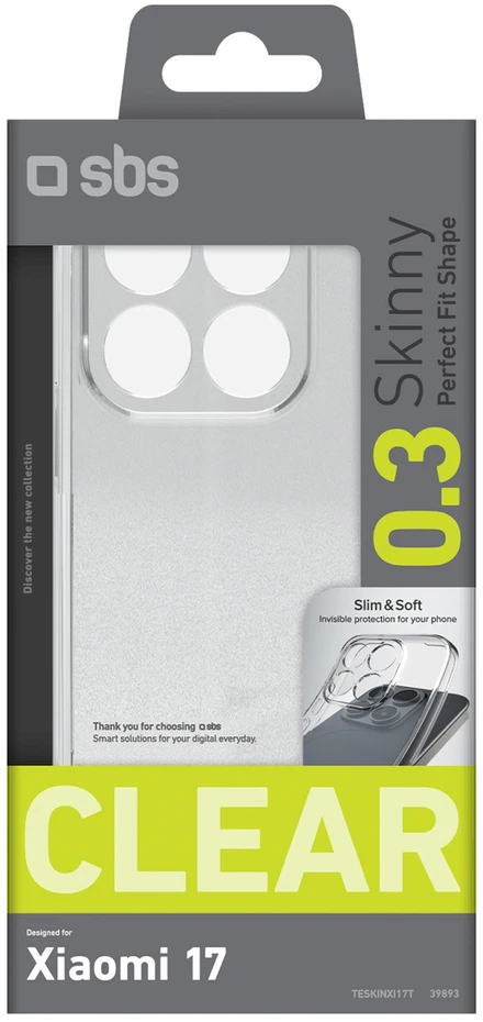 SBS Skinny dėklas skirtas Xiaomi 17 – skaidrus