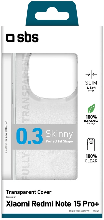 SBS Skinny dėklas skirtas Xiaomi Redmi Note 15 Pro+ – skaidrus