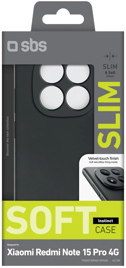 SBS Instinct dėklas skirtas Xiaomi Redmi Note 15 Pro 4G – juodos spalvos